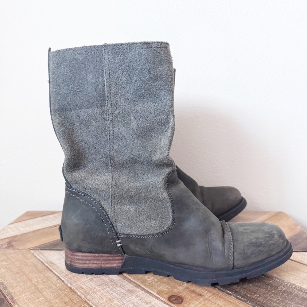 Sorel Major Moto Pull On Gray and Black Combat Boots - Picture 7 of 14